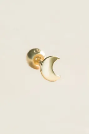 14k Gold Jewelry Minimal Crescent Moon Barbell Ear Stud Piercing