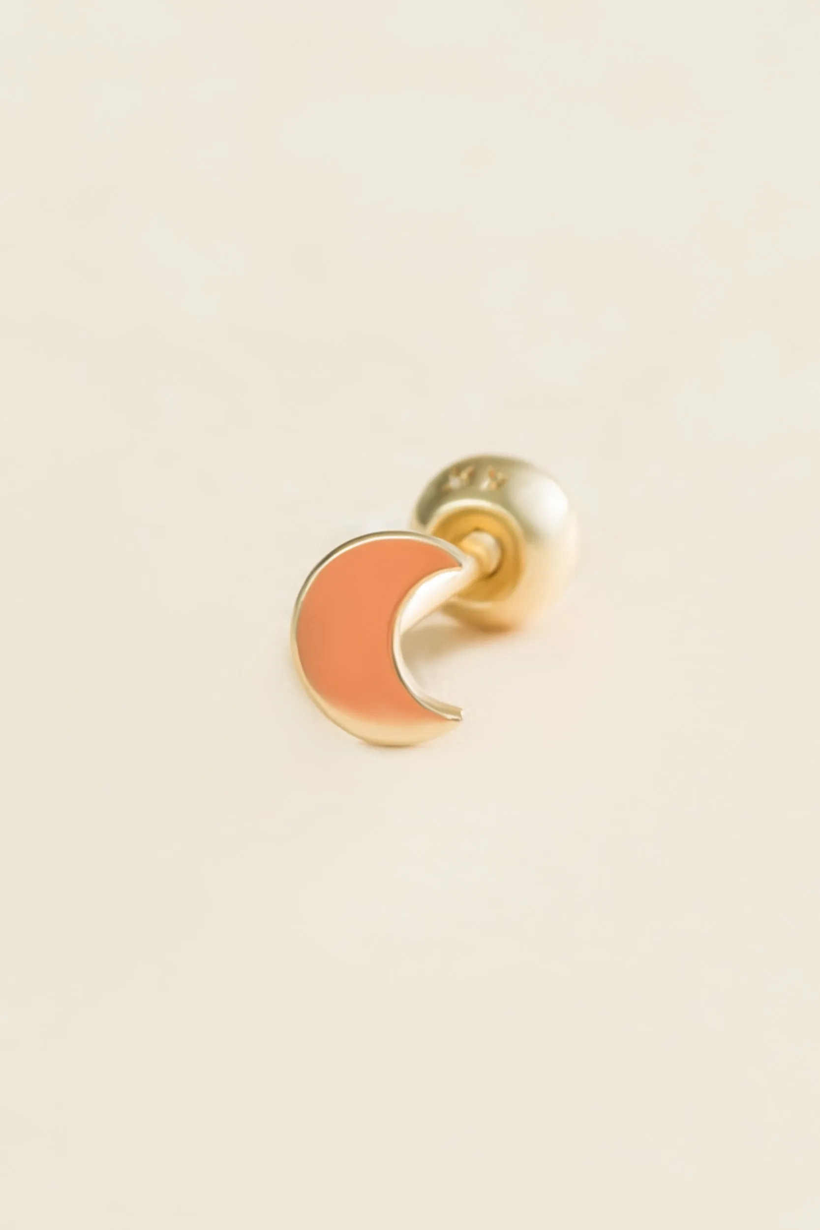 14k Gold Jewelry Minimal Crescent Moon Barbell Ear Stud Piercing