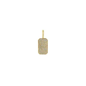 14k Single Pavé Diamond Small Square Edge Dog Tag Charm