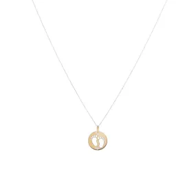 9 Carat Gold Footprint Pendant CZ Necklace, Gold