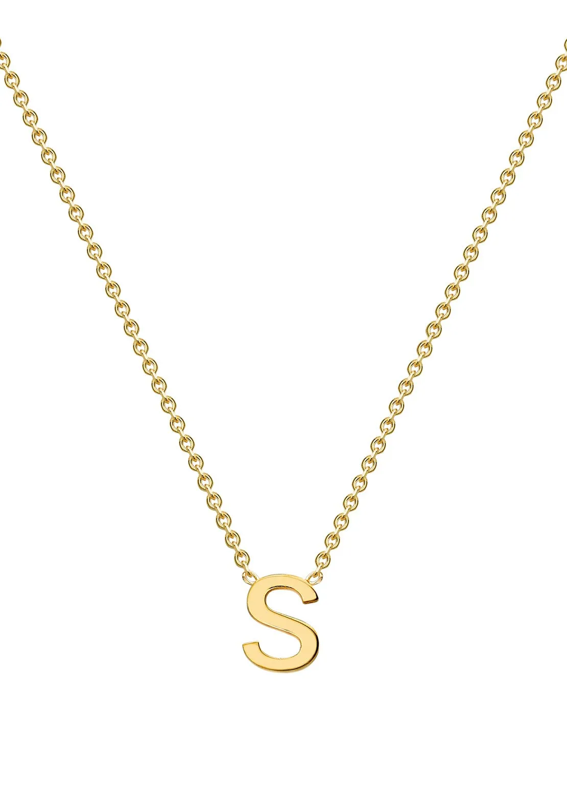 9 Carat Gold Initial S Necklace, Gold