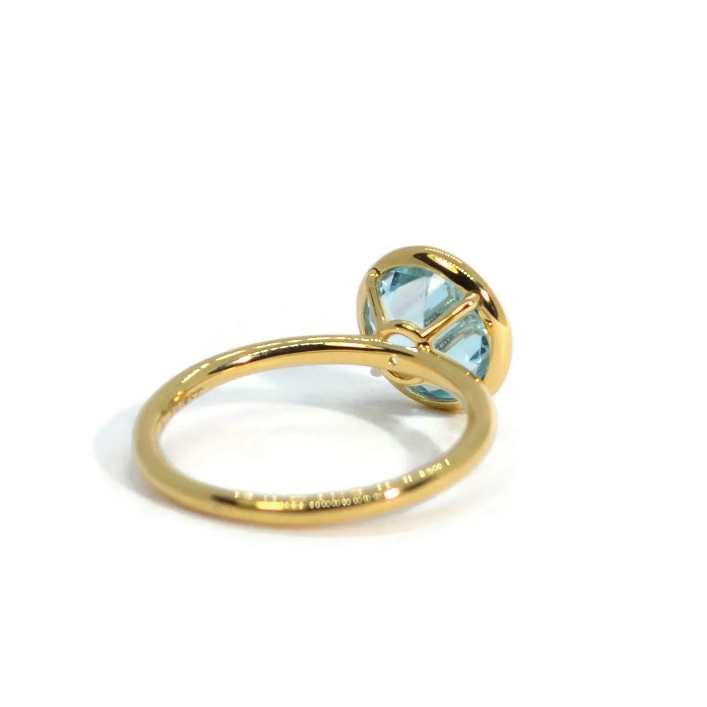 A & Furst - Gaia - Small Stackable Ring with Round Blue Topaz, 18k Yellow Gold