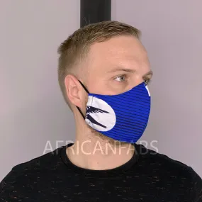 African print Mouth mask / Face mask made of Vlisco fabric (Premium model) Unisex - Blue speedbird