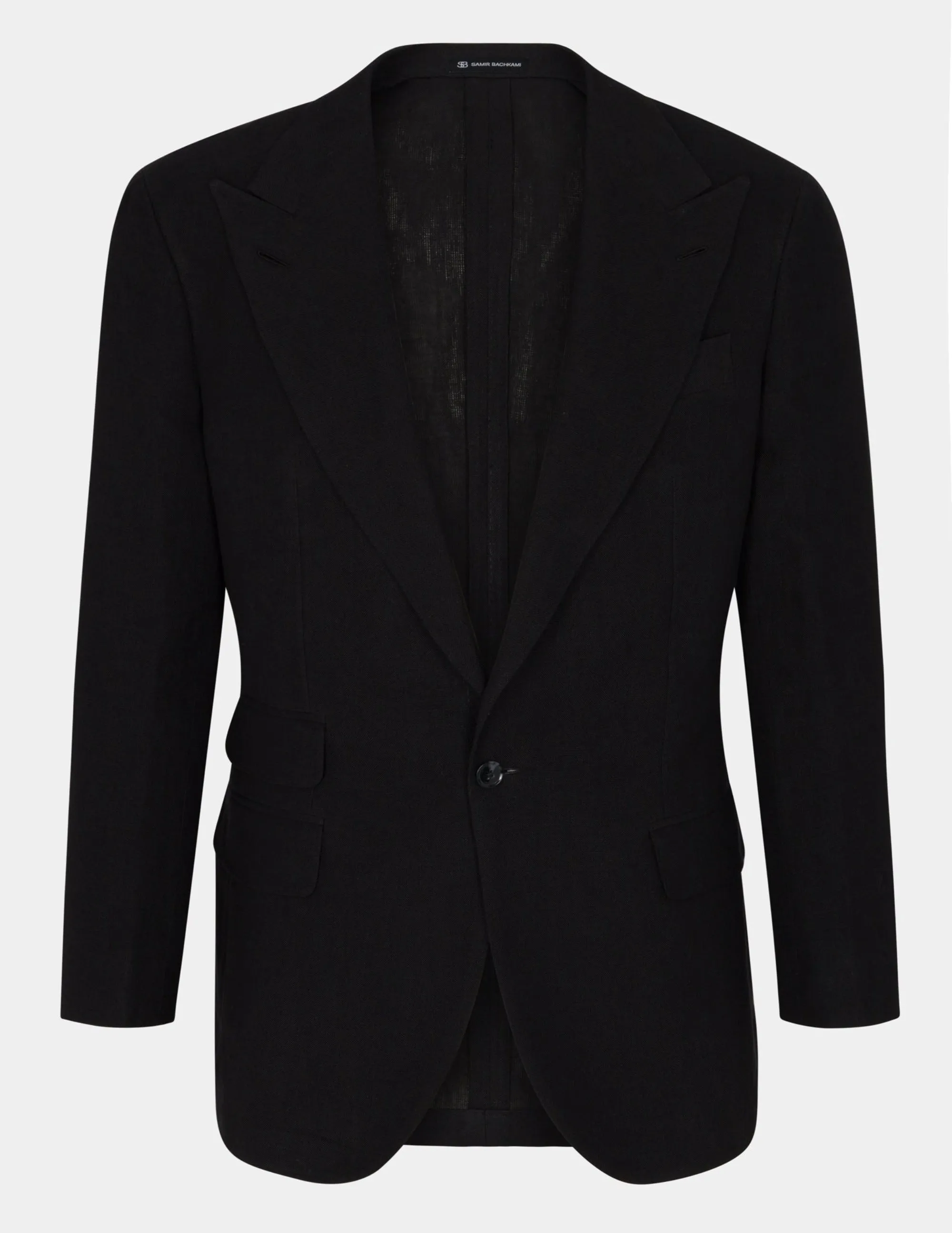 Black Linen Single Breasted Suit