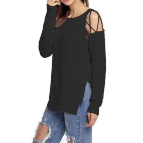 Black Open Shoulder Sweater