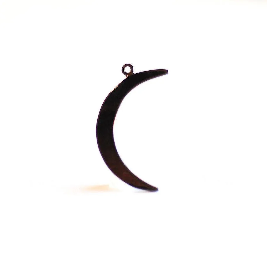 Black Rhodium Wholesale Crescent Moon Charm- 925 Silver Rhodium Plated Half moon, Black Half moon charm pendant, Black Tusk, Black Moon Charm, 276