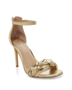 Braided Metallic And Gold Chain Heel Gold