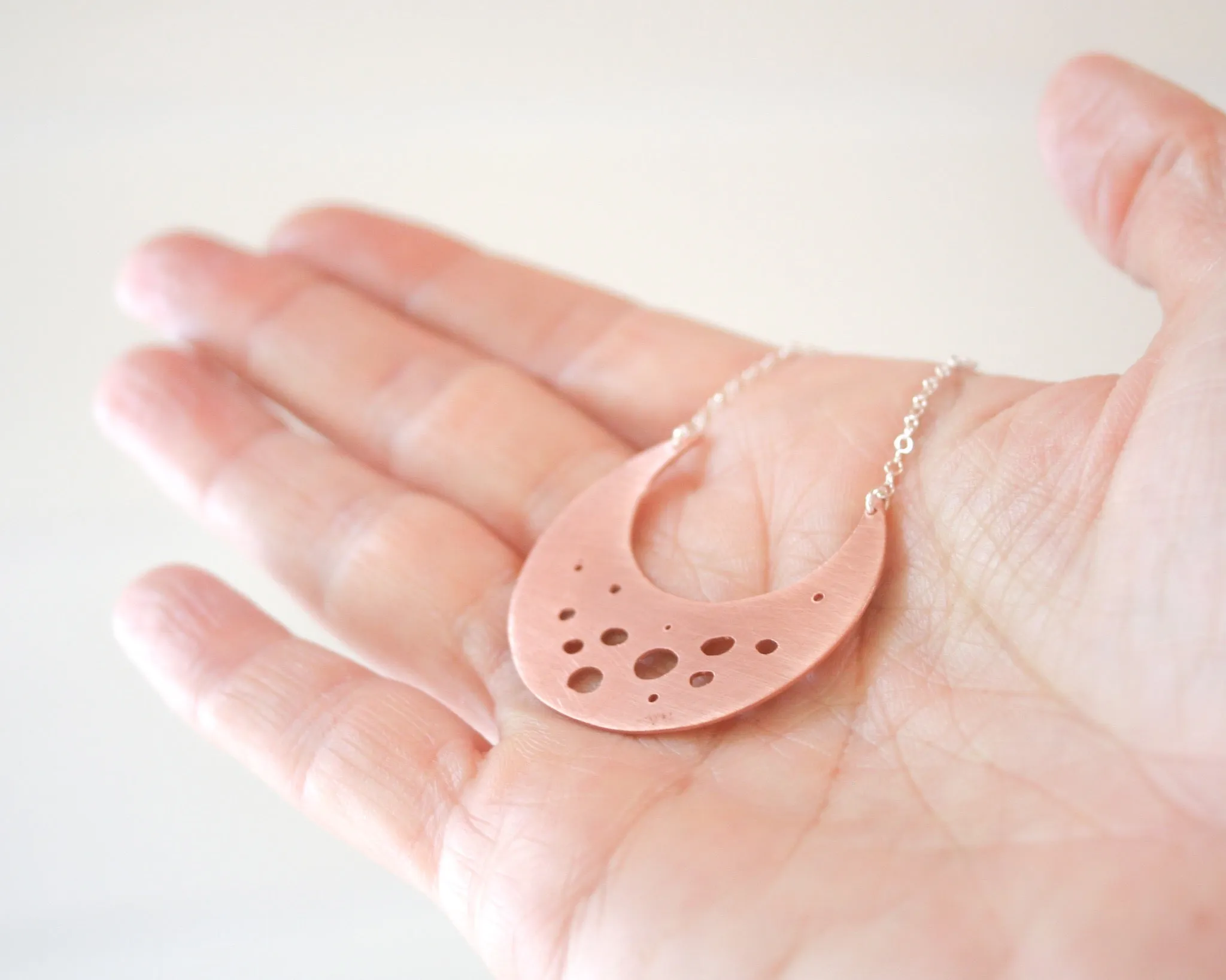 Bubbles Botanical large Crescent necklace- sale