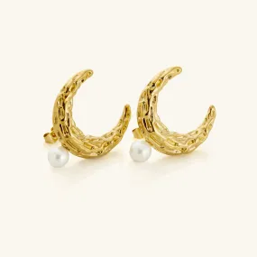 Elegant Cascading Pearl Crescent Studs - VELA x Nominal Exclusive