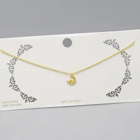 Crescent Moon & Star Pendant Short Chain Necklace