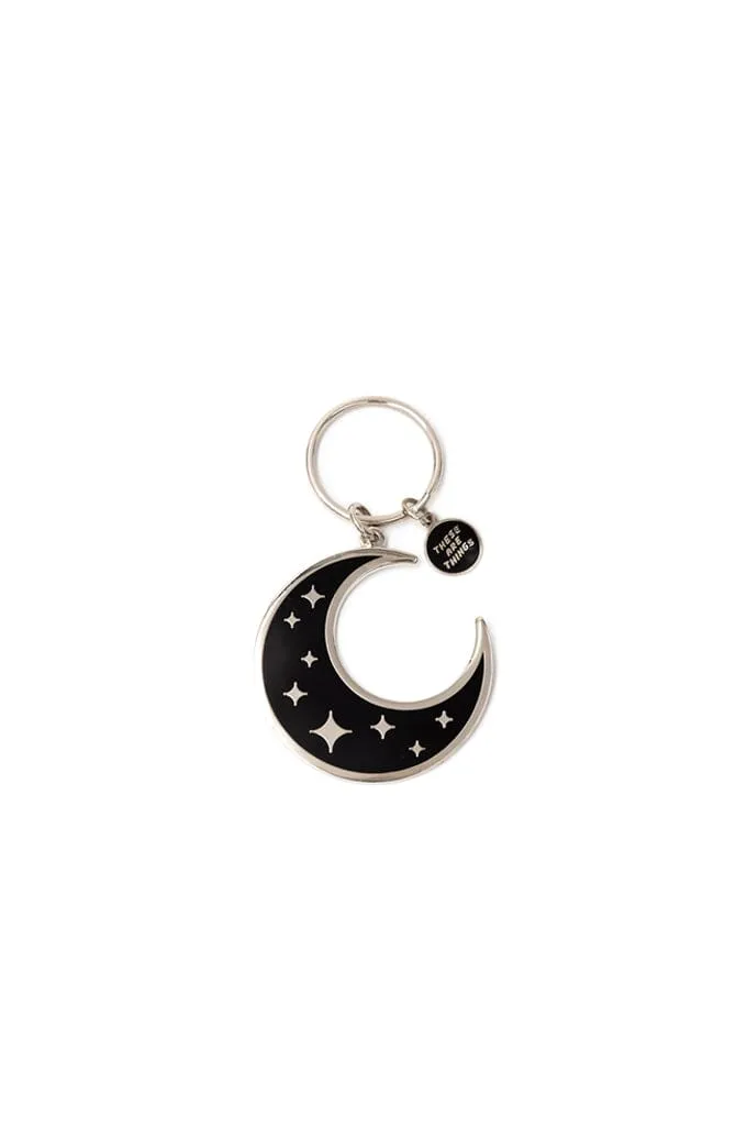 Crescent Moon Enamel Keychain (2" wide)