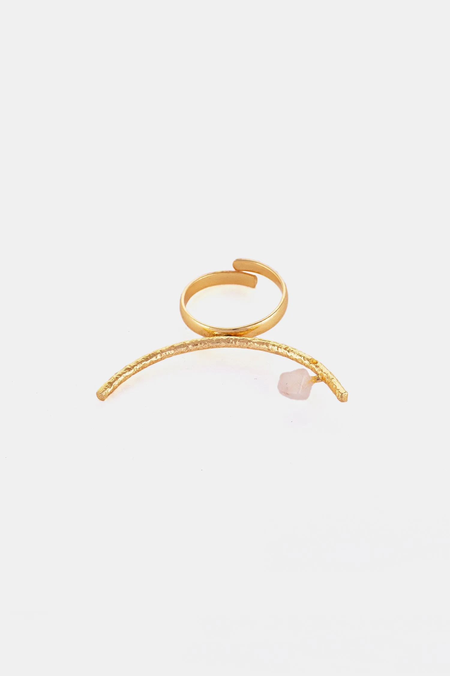 Crescent Moon Pink Rose Ring