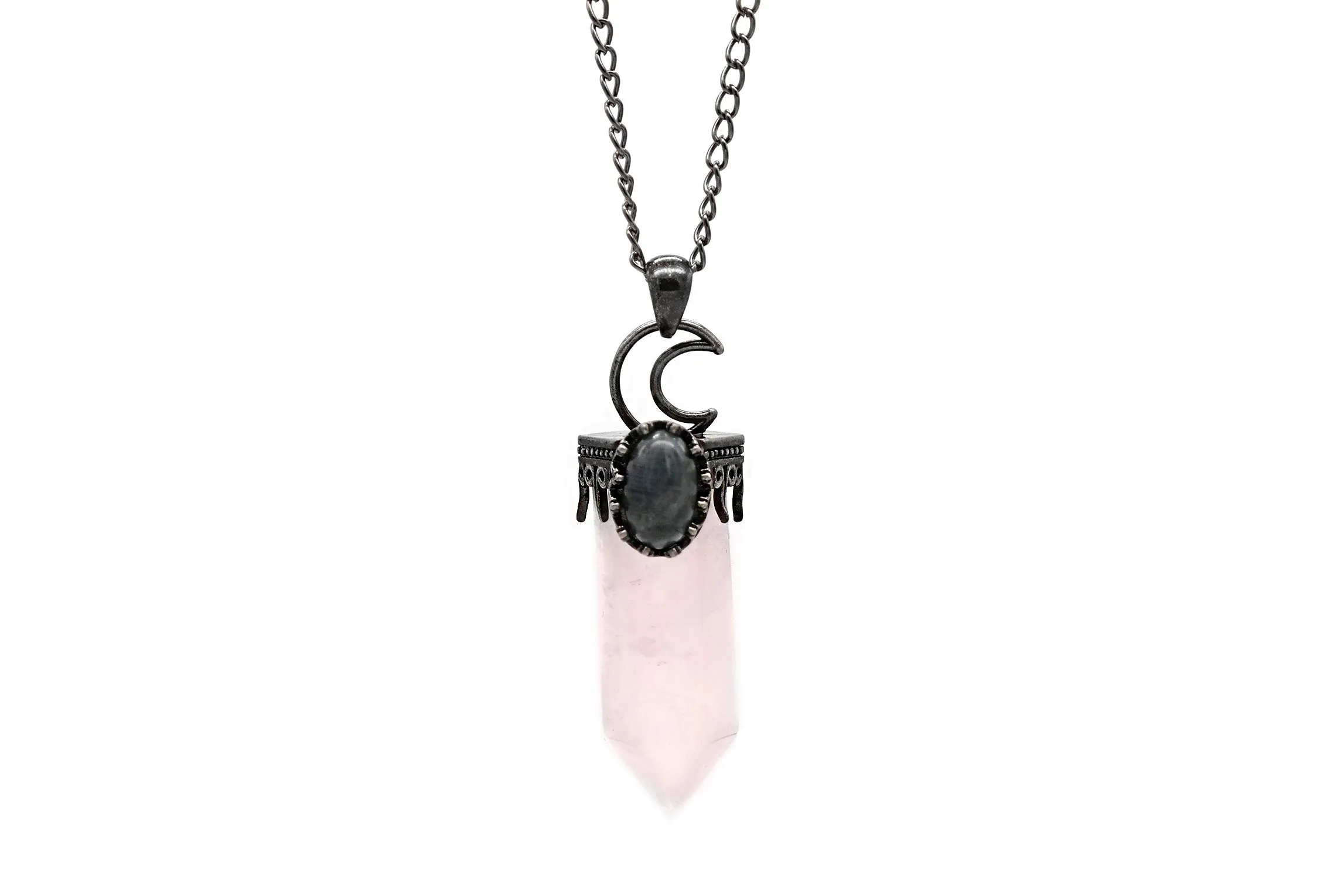 Crescent Moon Rose Quartz Necklace