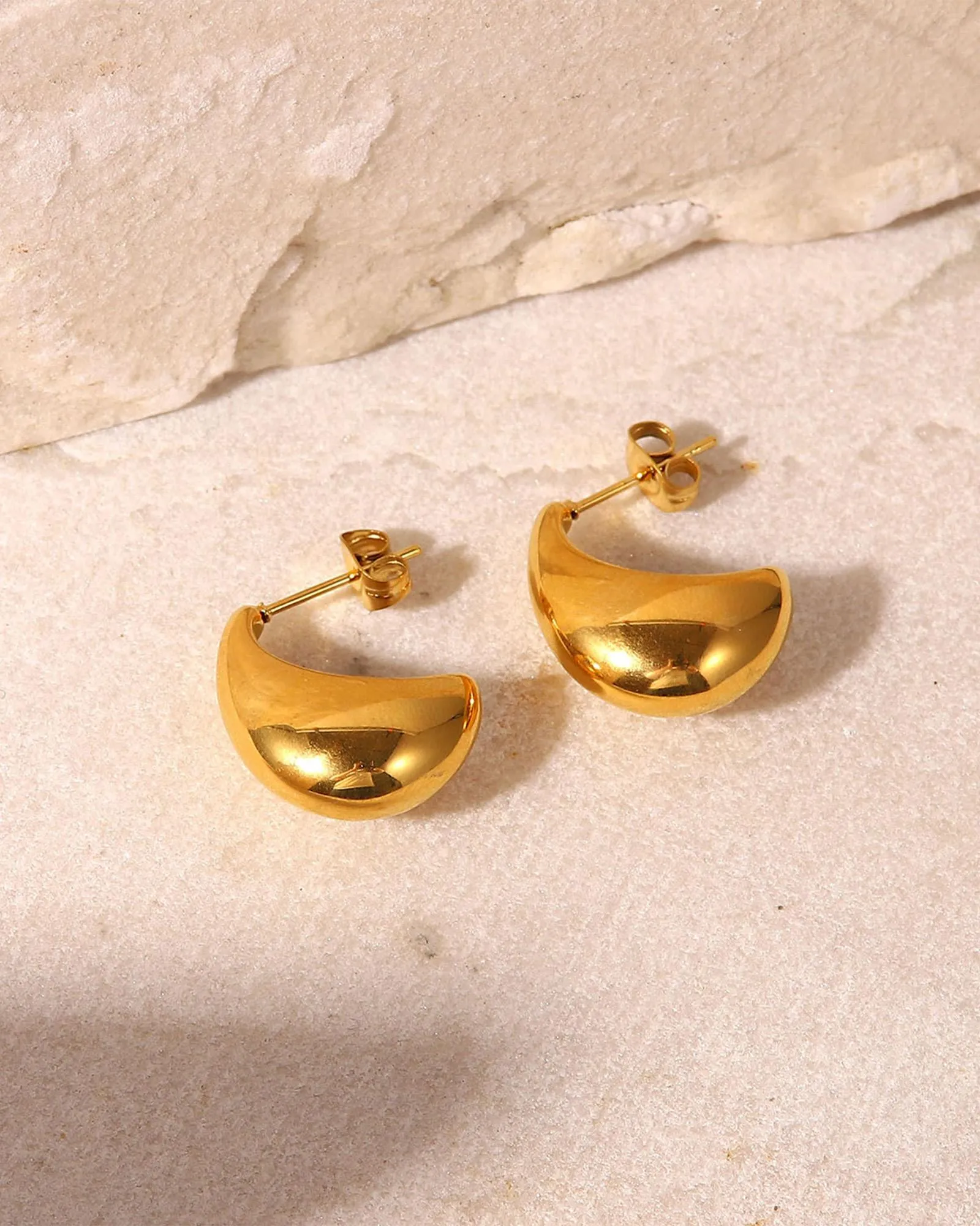 Crescent Studs Gold