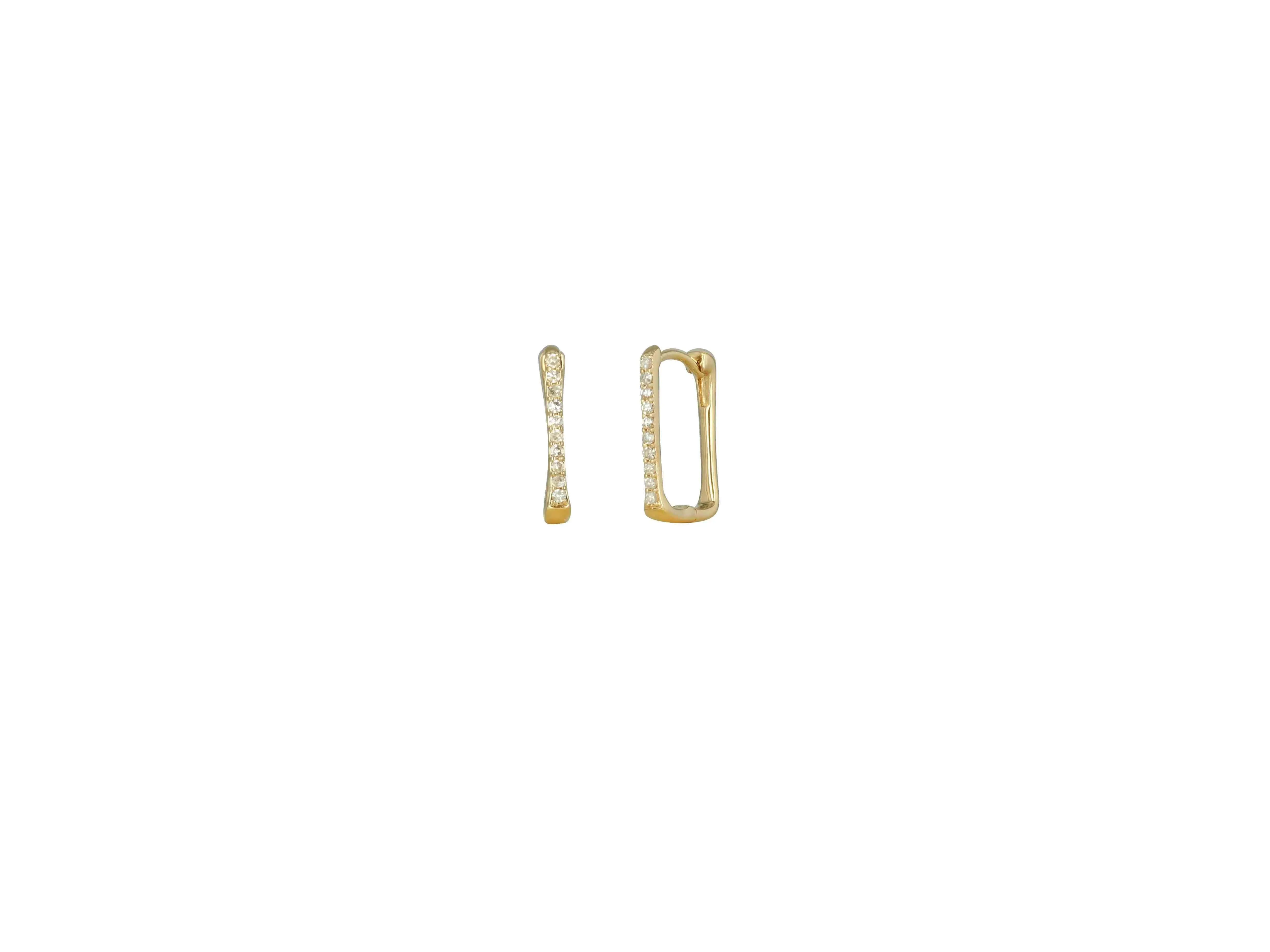 Diamond Square Huggie Earrings