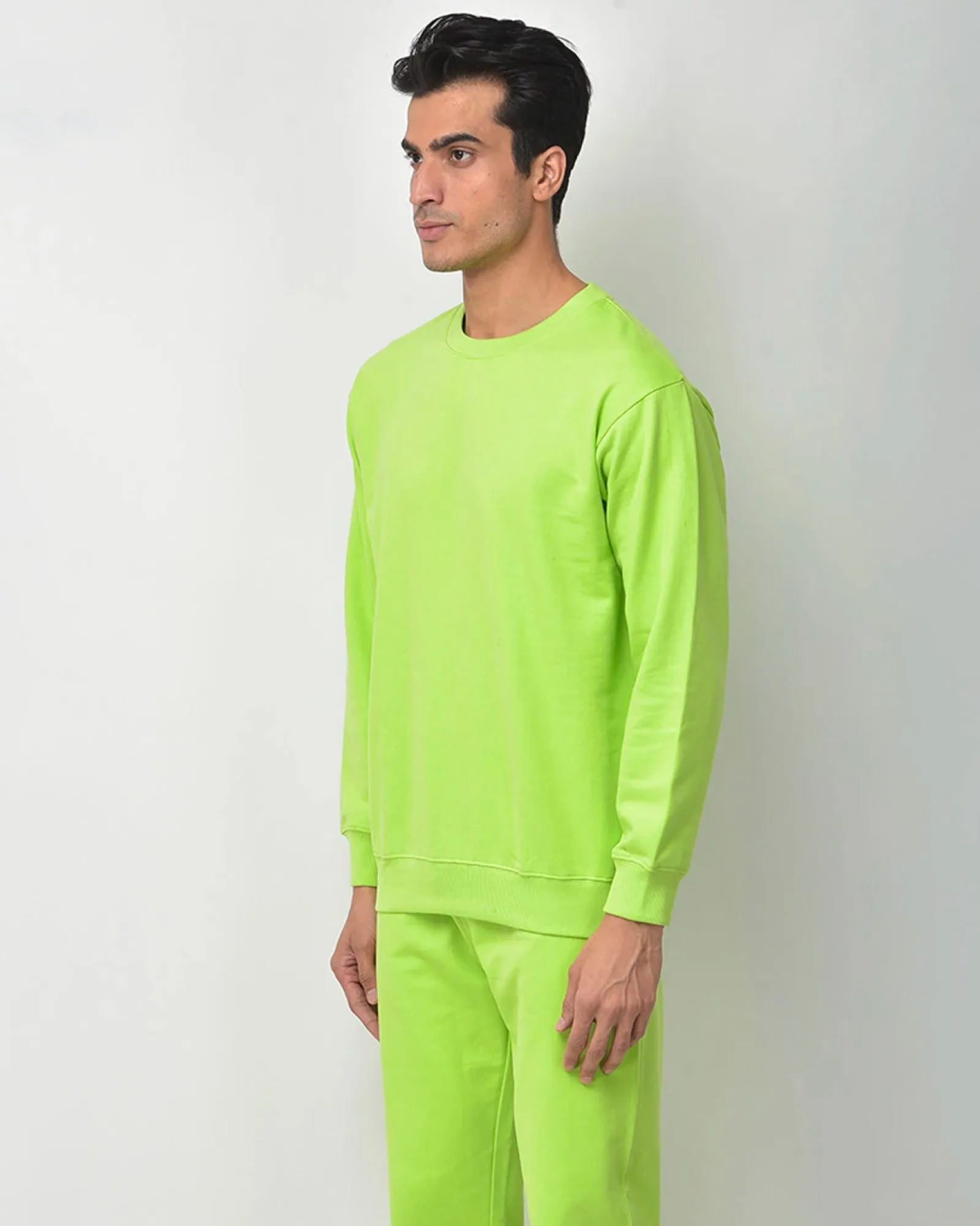 Drop Shoulder Sweatshirt: Neon Green