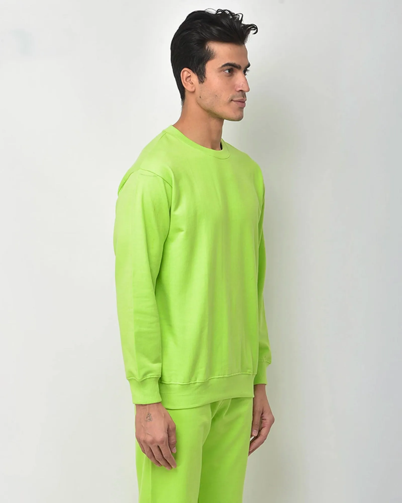 Drop Shoulder Sweatshirt: Neon Green