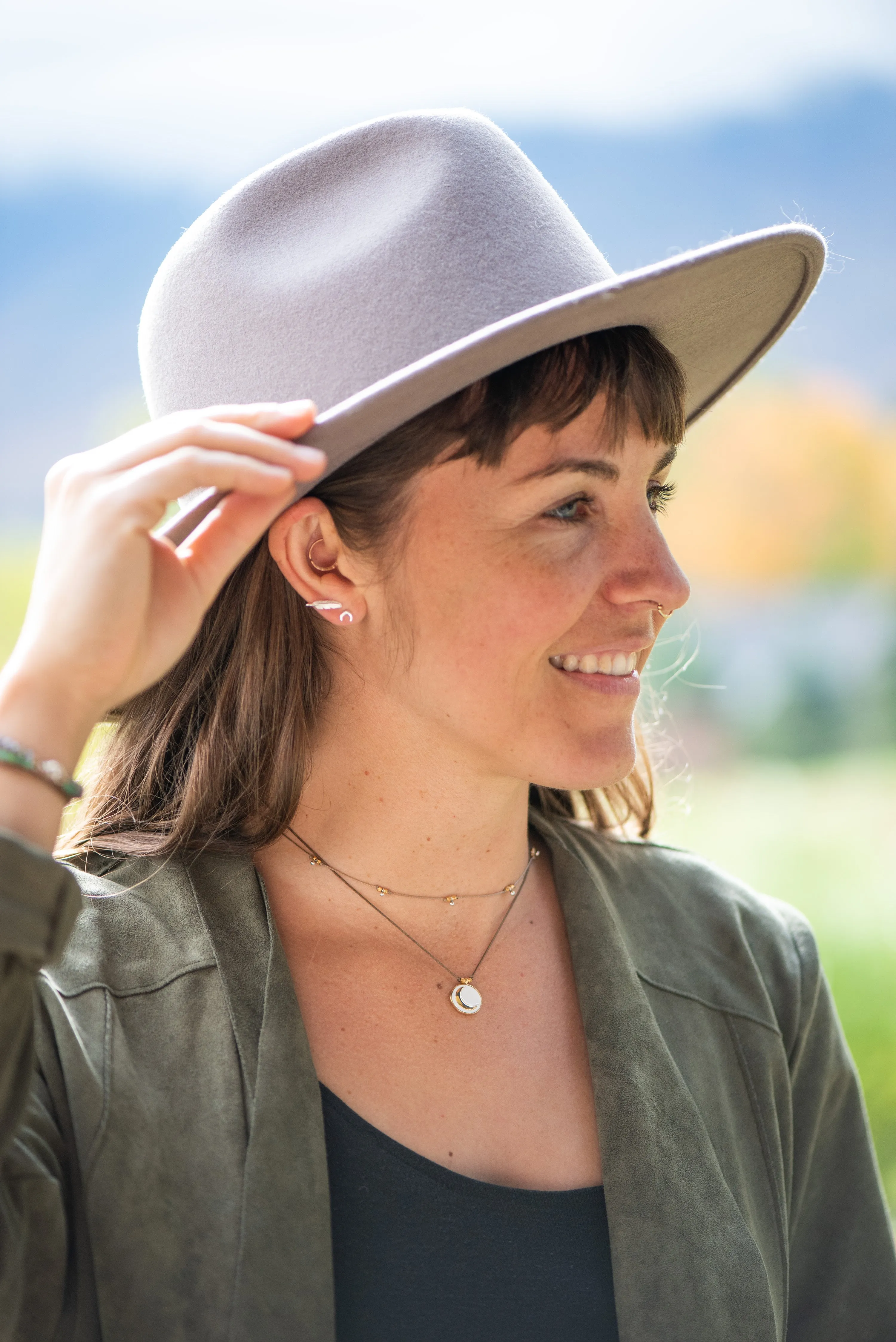 Enamel Charm Necklace - White Crescent Moon