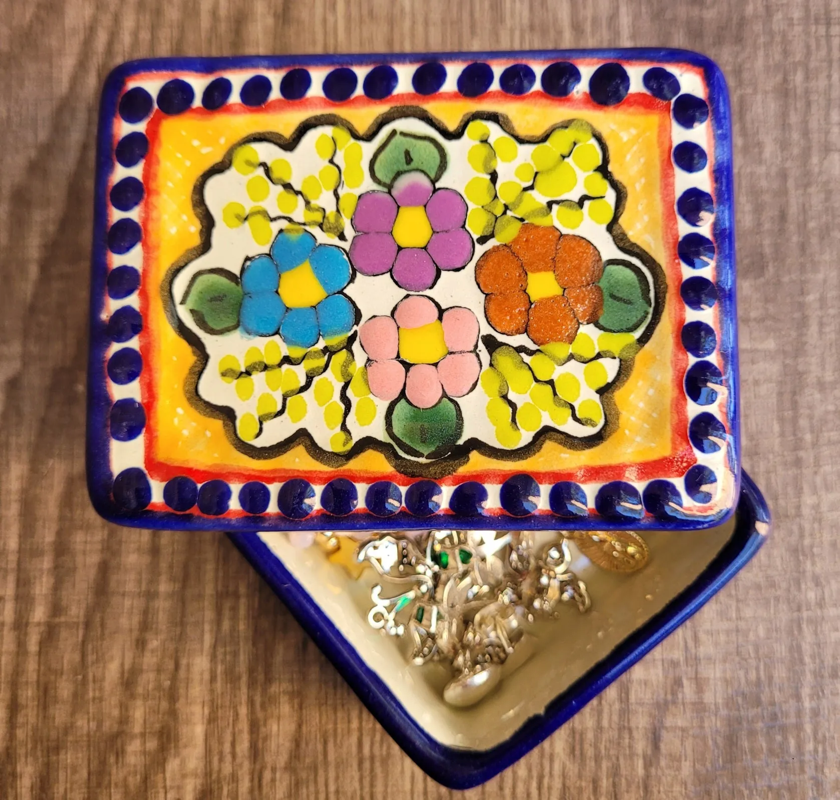 Flowers Talavera jewelry box