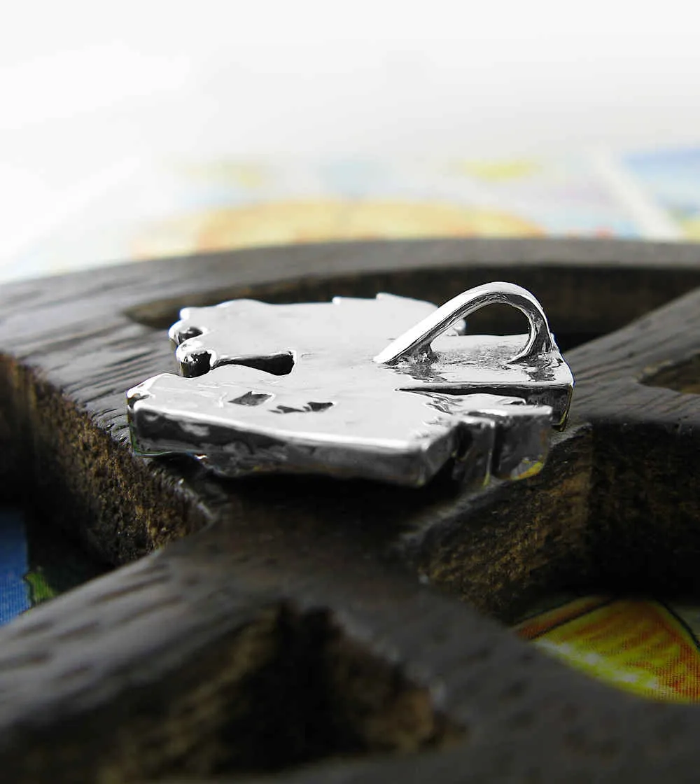 Fortune-Telling or Tarot Cards Inspired Pendant with Hand, Mystical Eye, and Crescent Moon, 100% Handmade