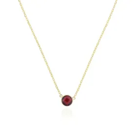 Garnet Single Bezel Necklace