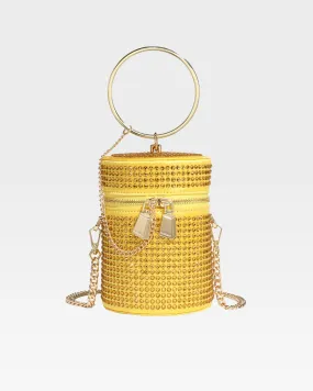 Gold Crystal Mini Barrel Bag