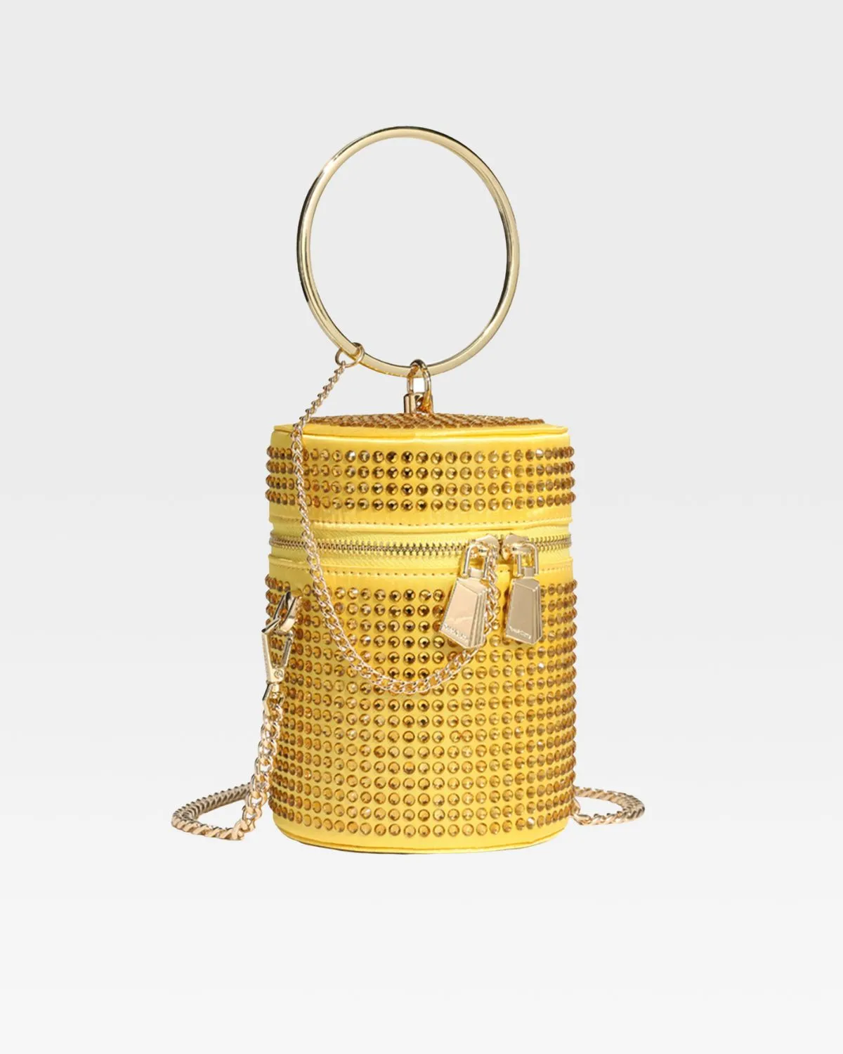 Gold Crystal Mini Barrel Bag