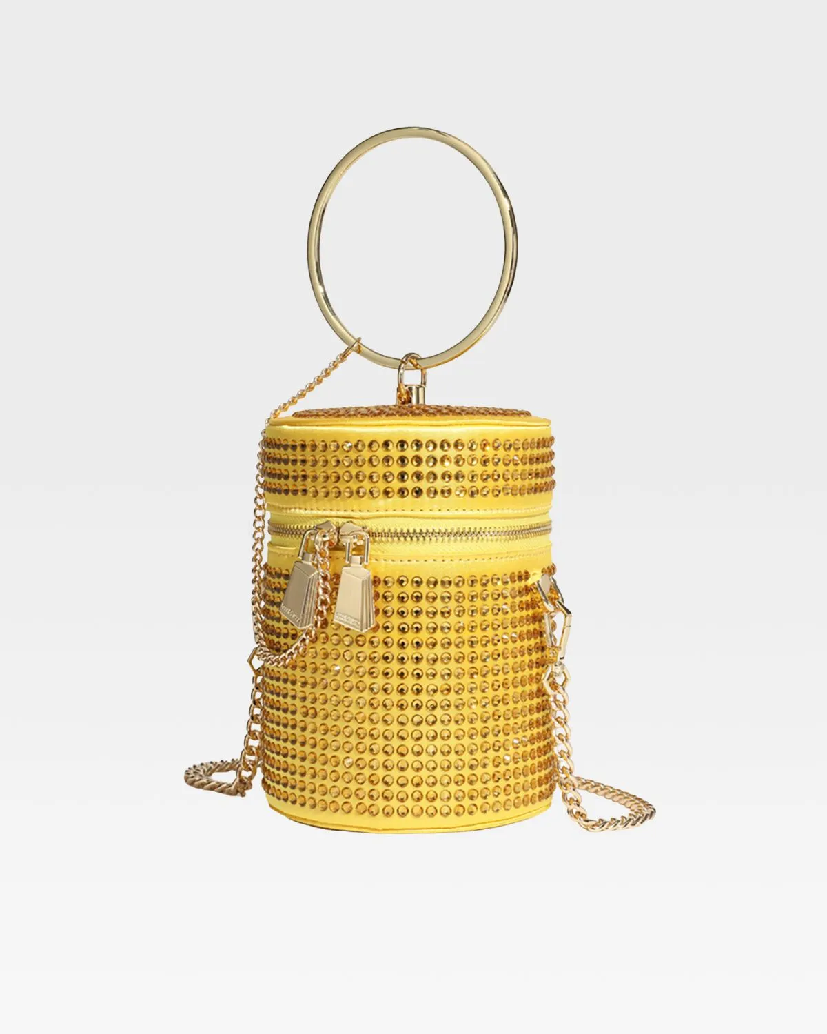 Gold Crystal Mini Barrel Bag