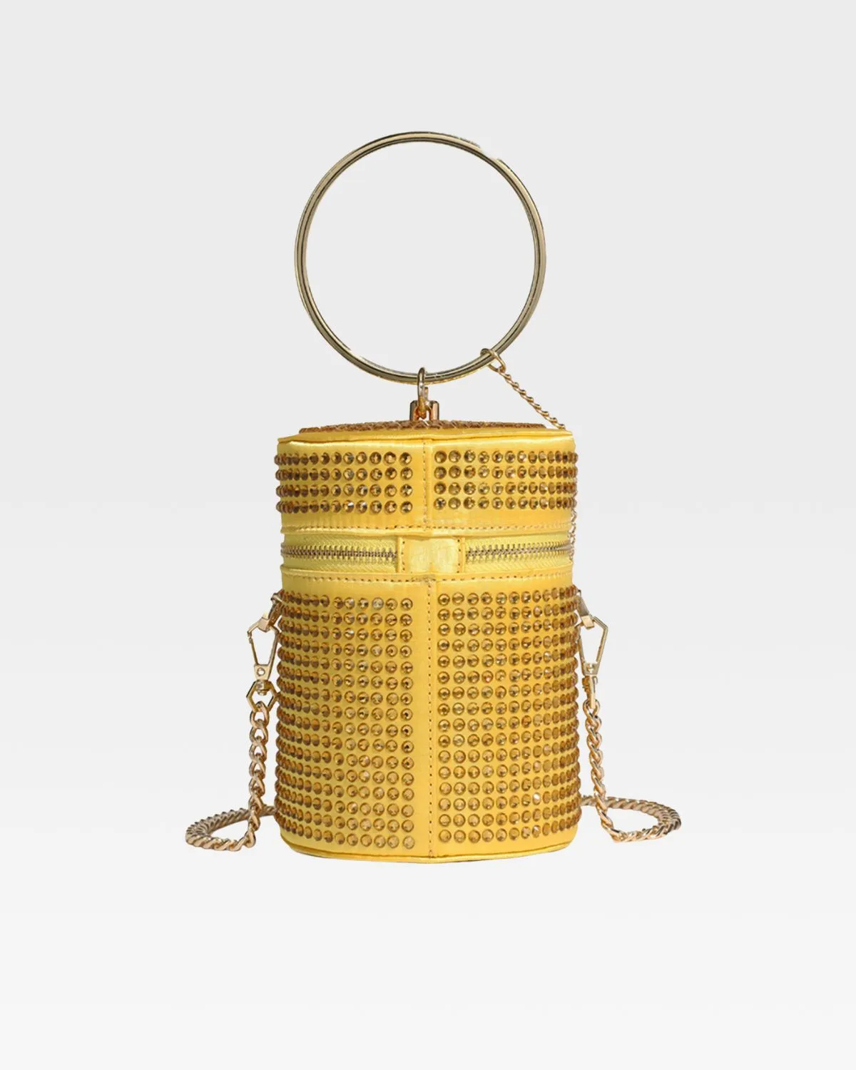 Gold Crystal Mini Barrel Bag