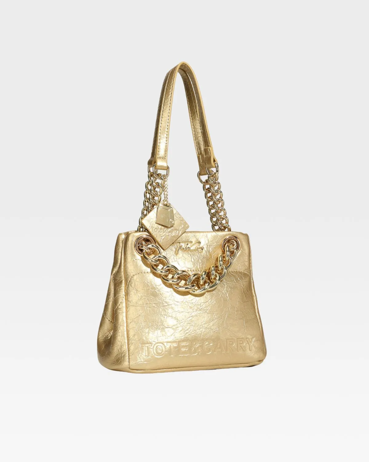 Gold Leather Mini Tote Bag