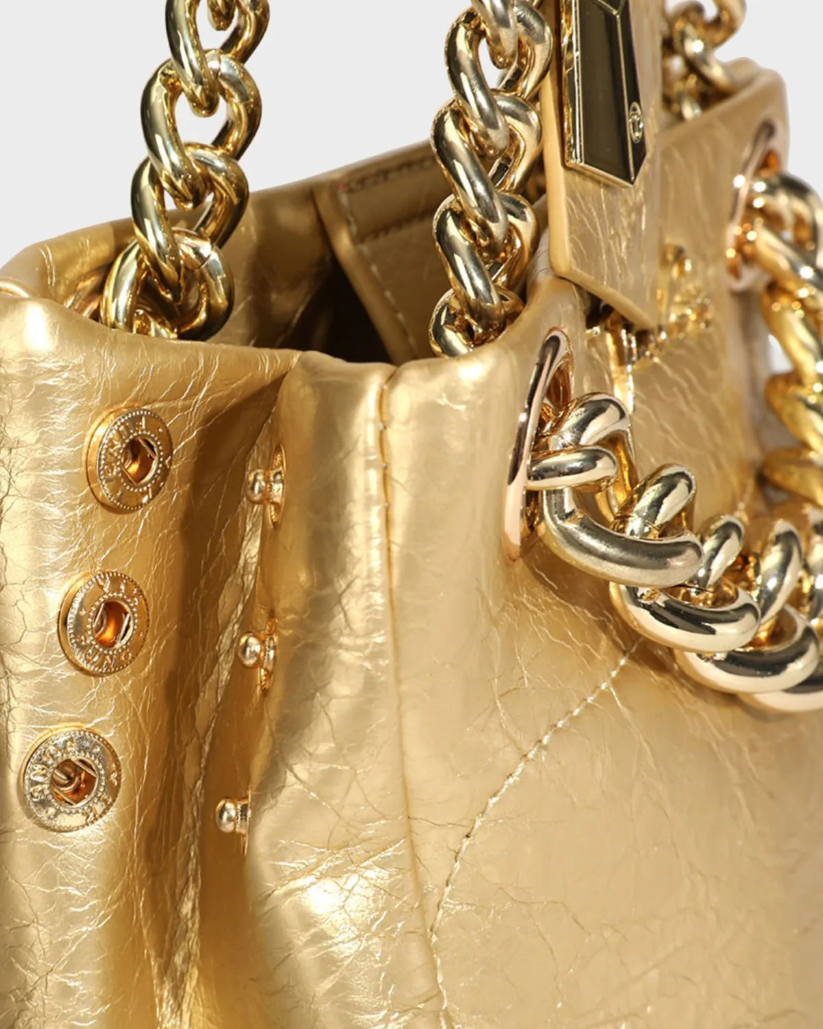 Gold Leather Mini Tote Bag