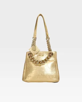 Gold Leather Mini Tote Bag