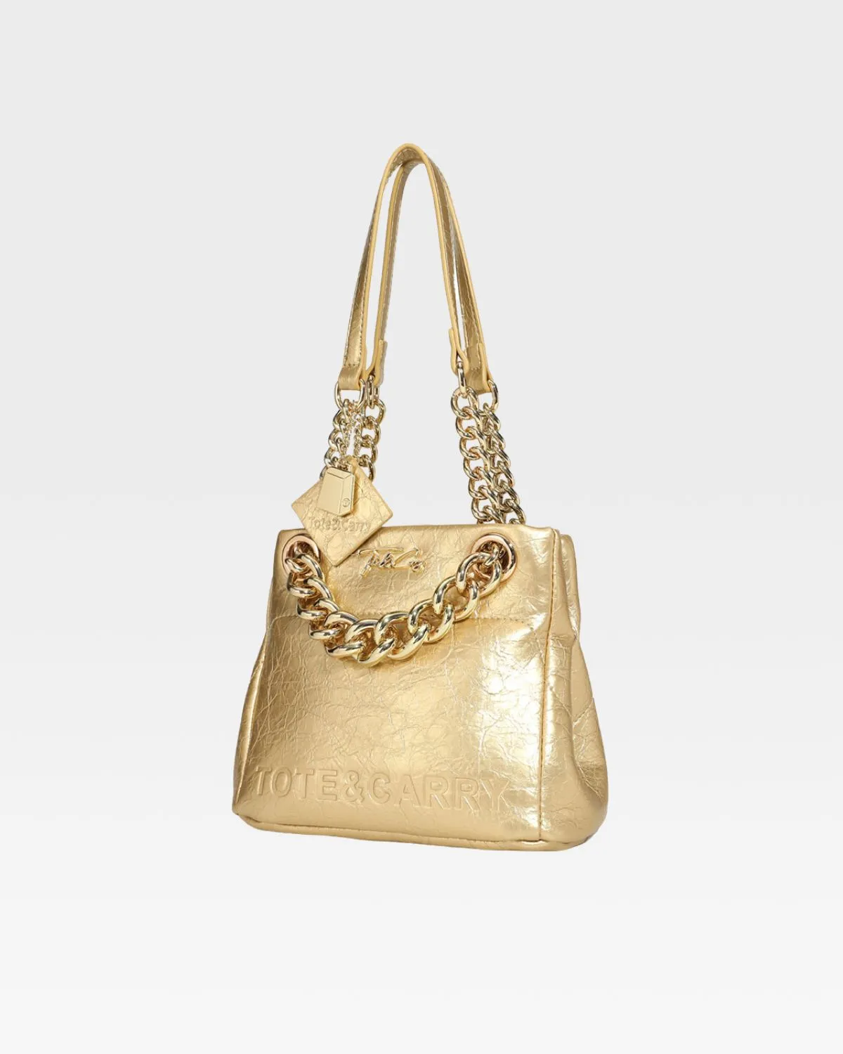 Gold Leather Mini Tote Bag