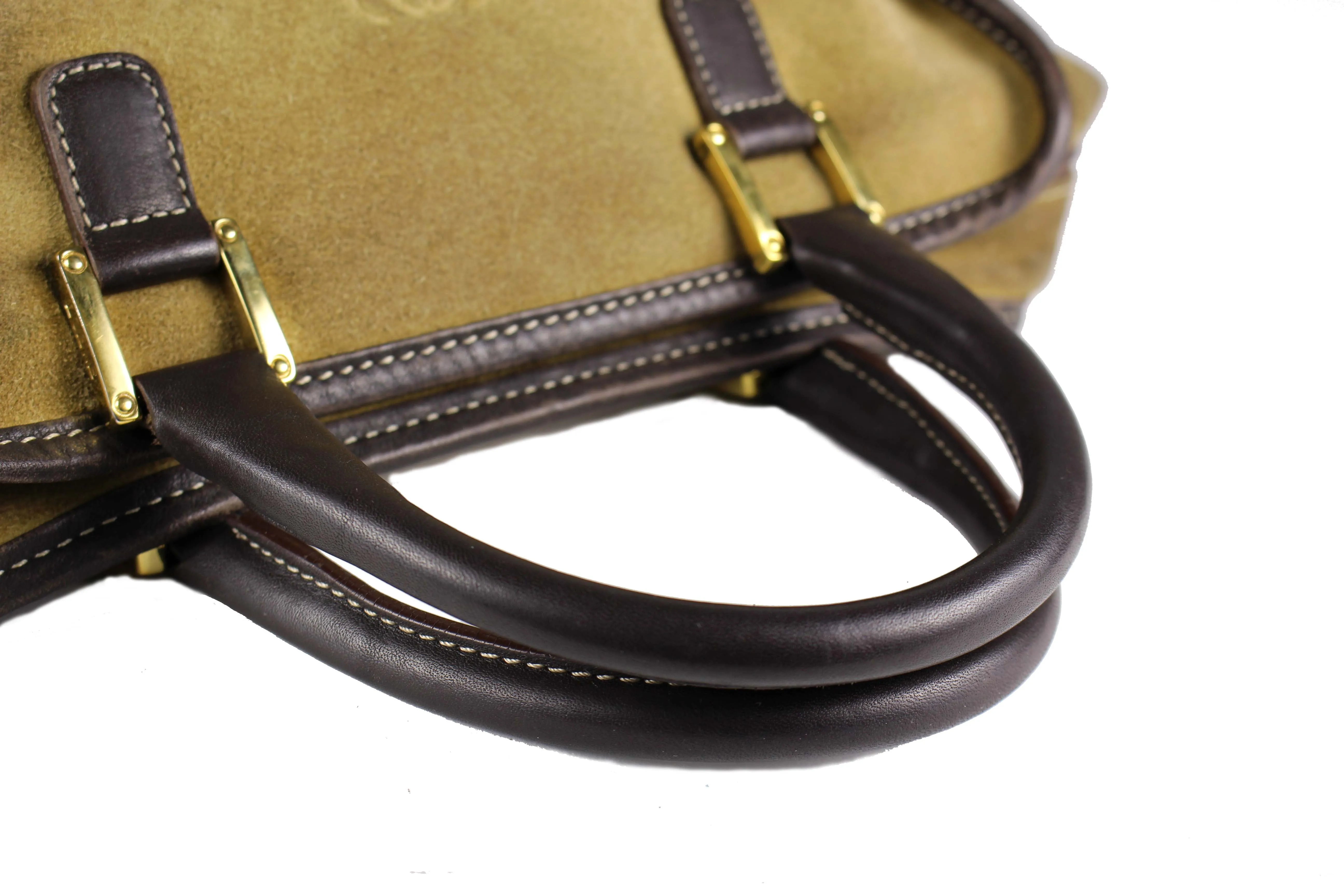 LOEWE Amazona gold suede bag