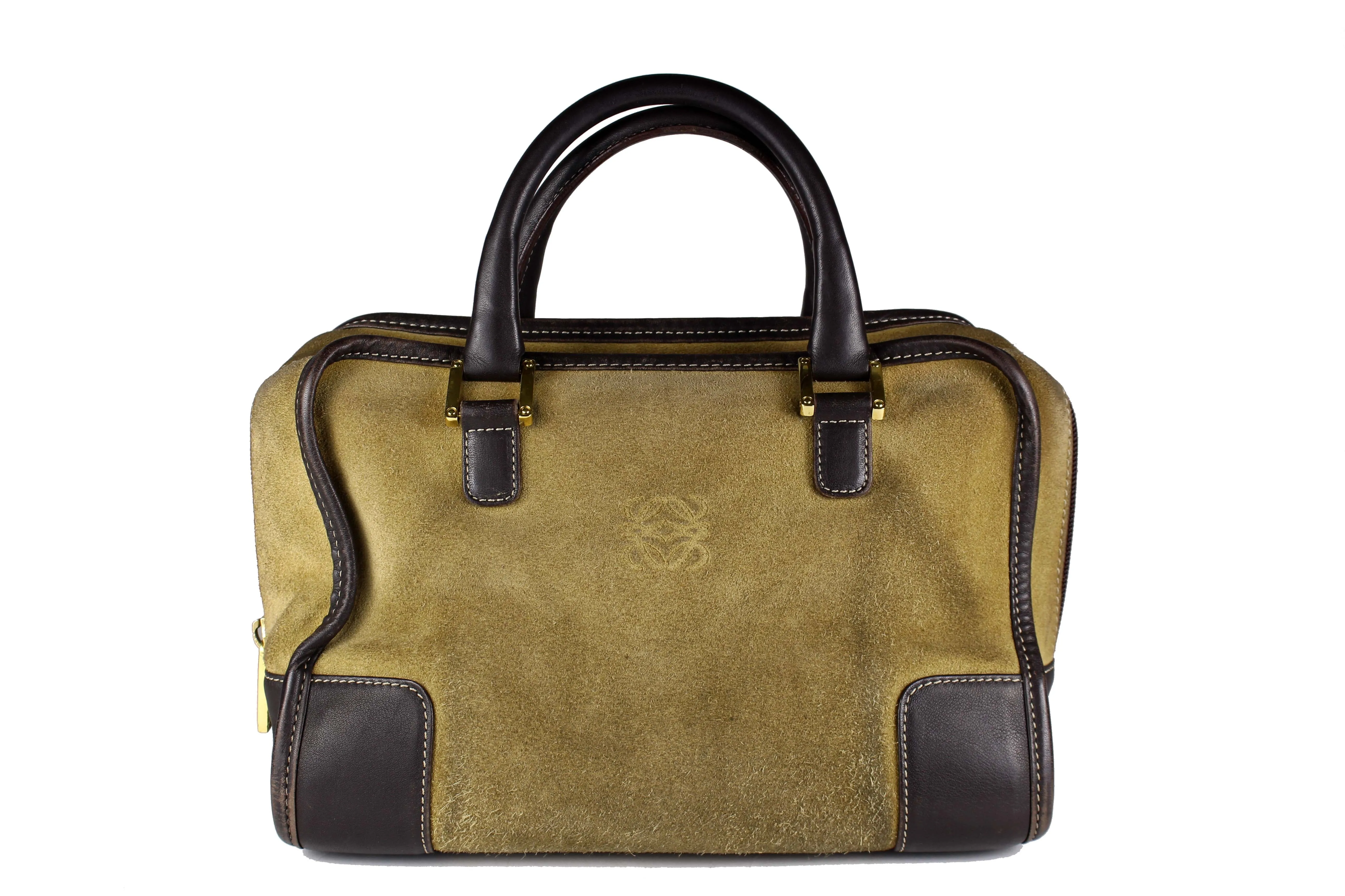 LOEWE Amazona gold suede bag