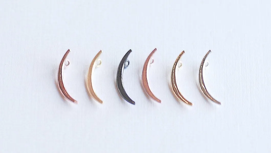 Matte Pink Wholesale Rose Gold Vermeil Crescent Moon Charm- 18k rose gold Sterling Silver thin skinny Moon Charm pendant, tusk, Half moon charm, 285