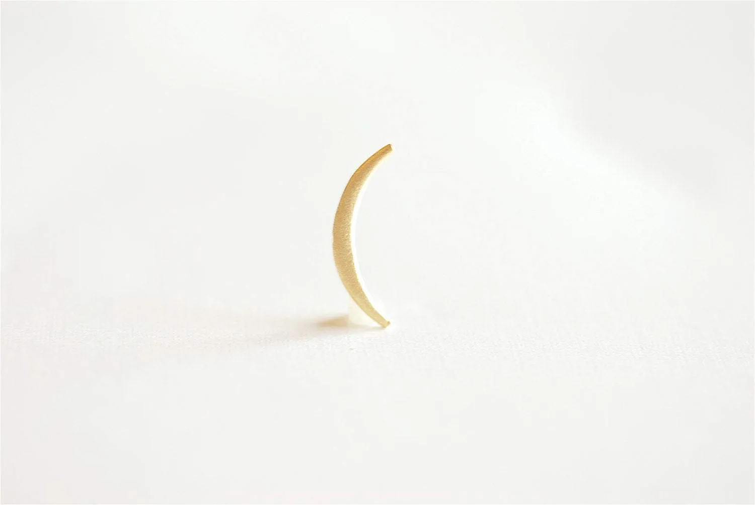 Matte Vermeil Wholesale Gold Crescent Moon Charm- 18k gold over Sterling Silver thin skinny Moon Charm pendant, gold tusk, gold Half moon charm, 285