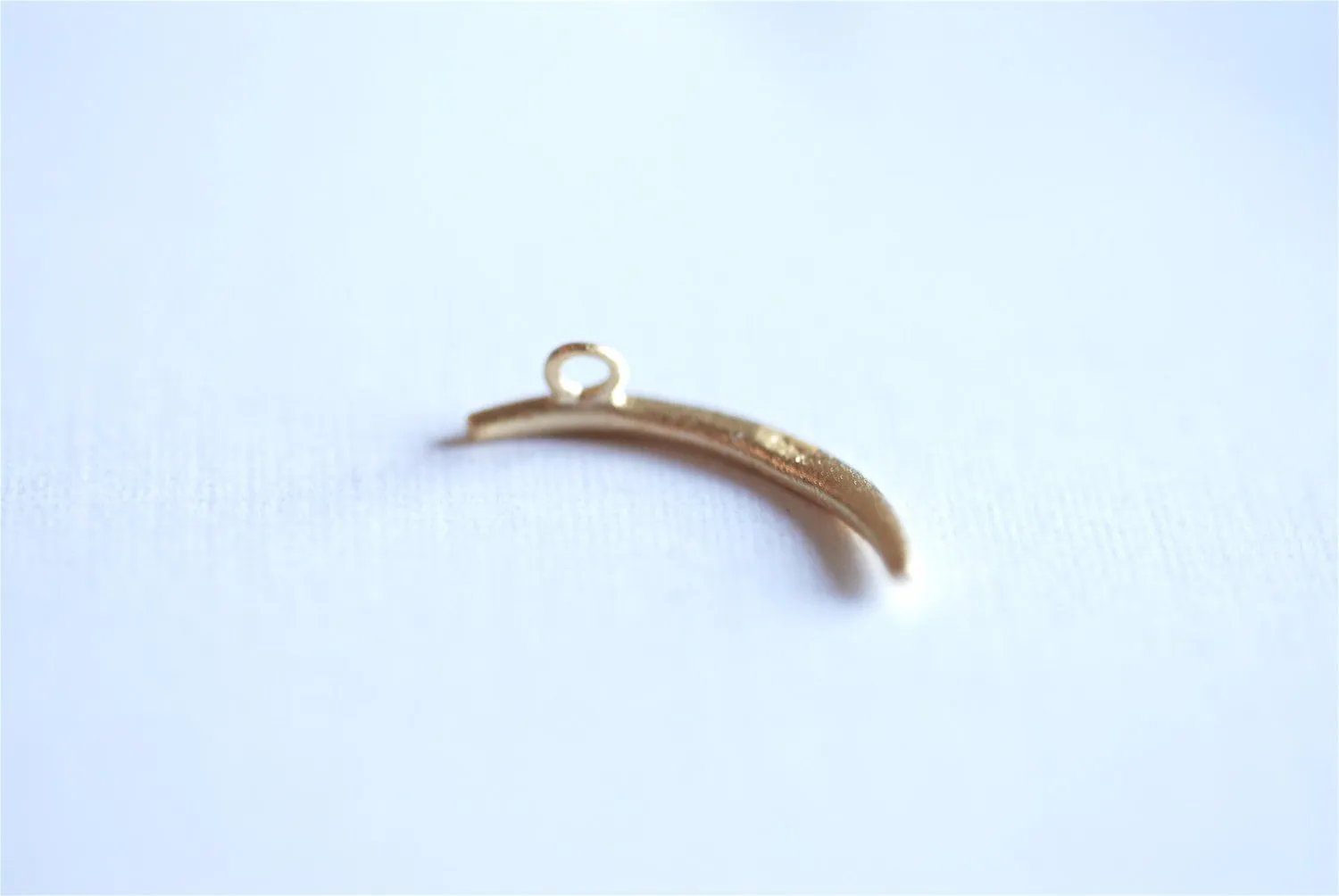 Matte Vermeil Wholesale Gold Crescent Moon Charm- 18k gold over Sterling Silver thin skinny Moon Charm pendant, gold tusk, gold Half moon charm, 285