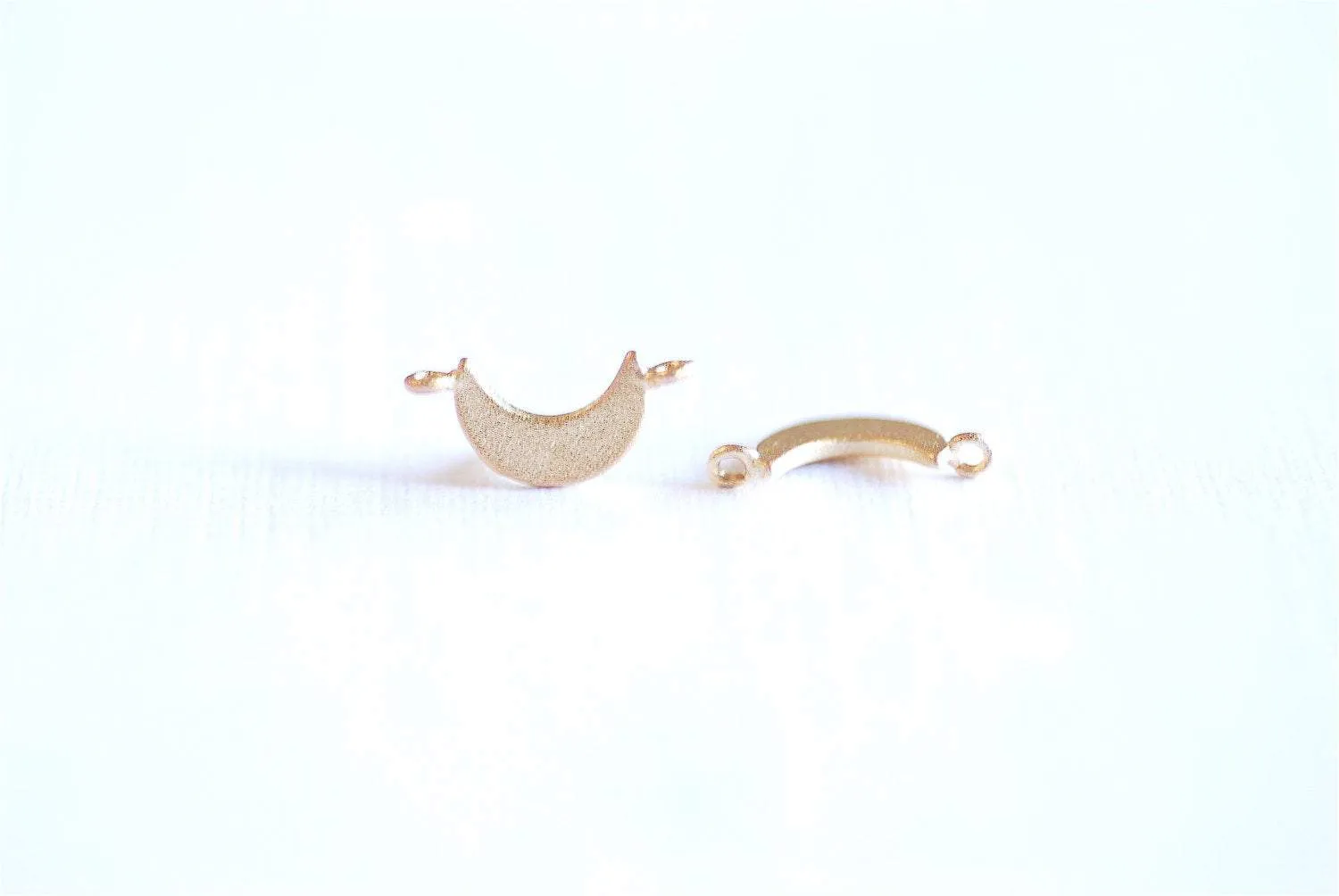 Matte Vermeil Wholesale Gold Crescent Moon Connector Charm- 22k gold plated Half Moon Connector, Spacer, Link, Sliced Moon, Gold Moon Connector, 267