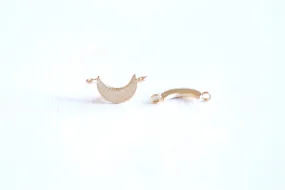 Matte Vermeil Wholesale Gold Crescent Moon Connector Charm- 22k gold plated Half Moon Connector, Spacer, Link, Sliced Moon, Gold Moon Connector, 267