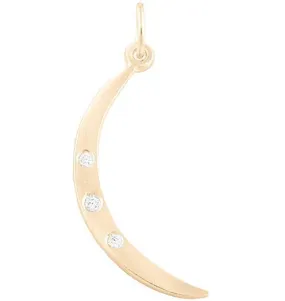 Medium Crescent Moon Charm With 3 Diamonds