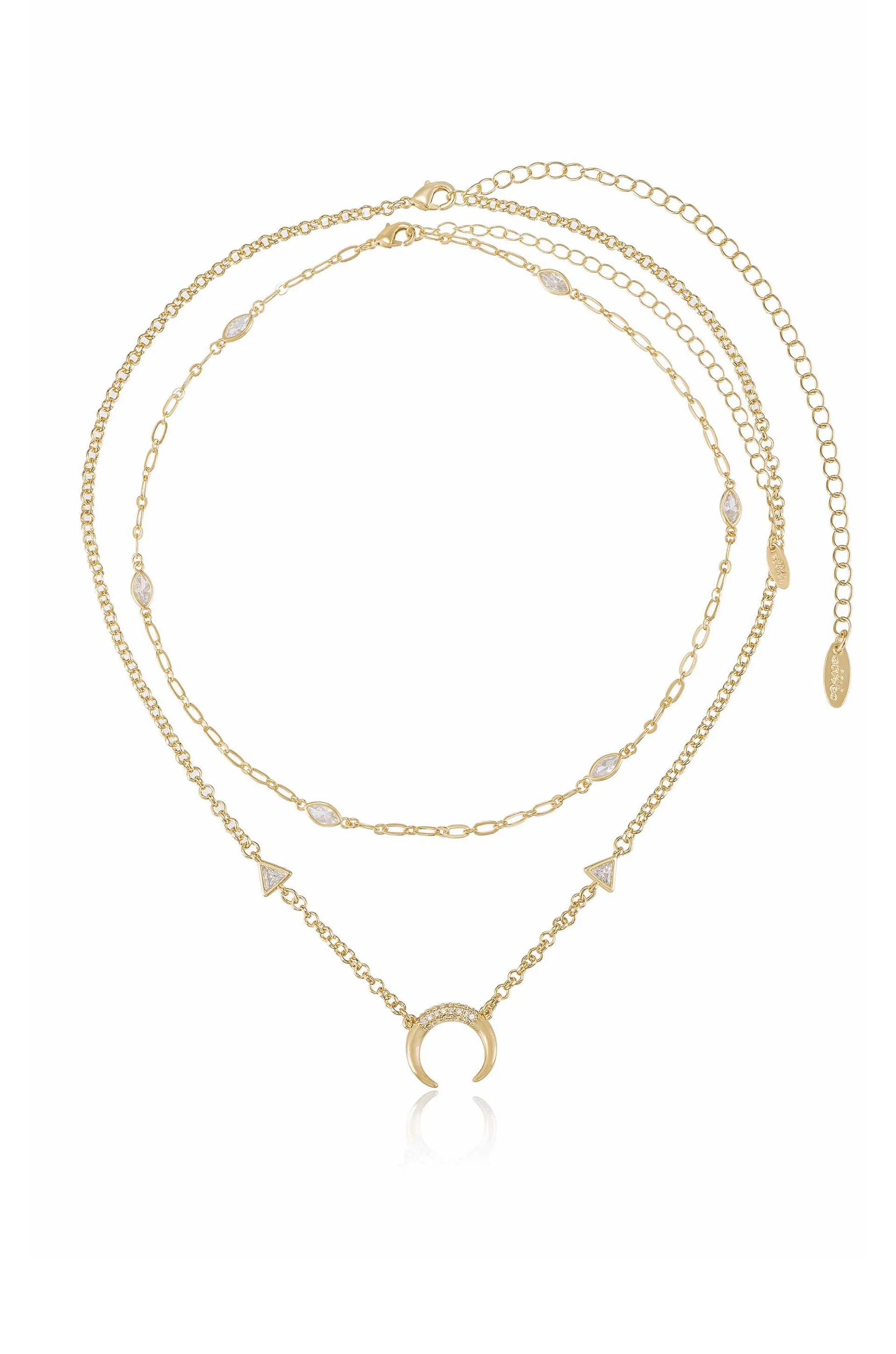 Mesmerize Me Crescent Horn 18k Gold Plated Layered Necklace Set