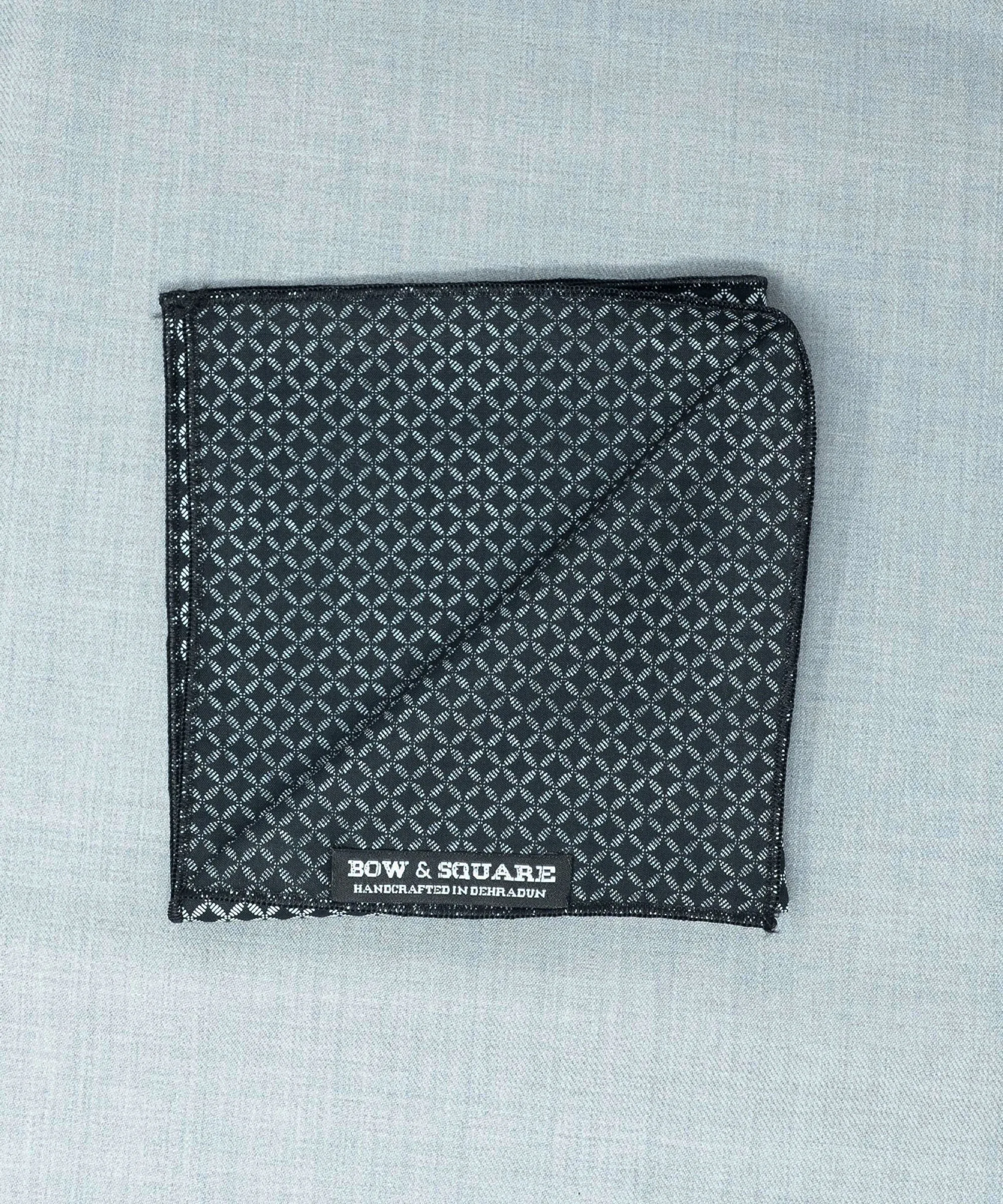 Monochrome  Black Pocket Square