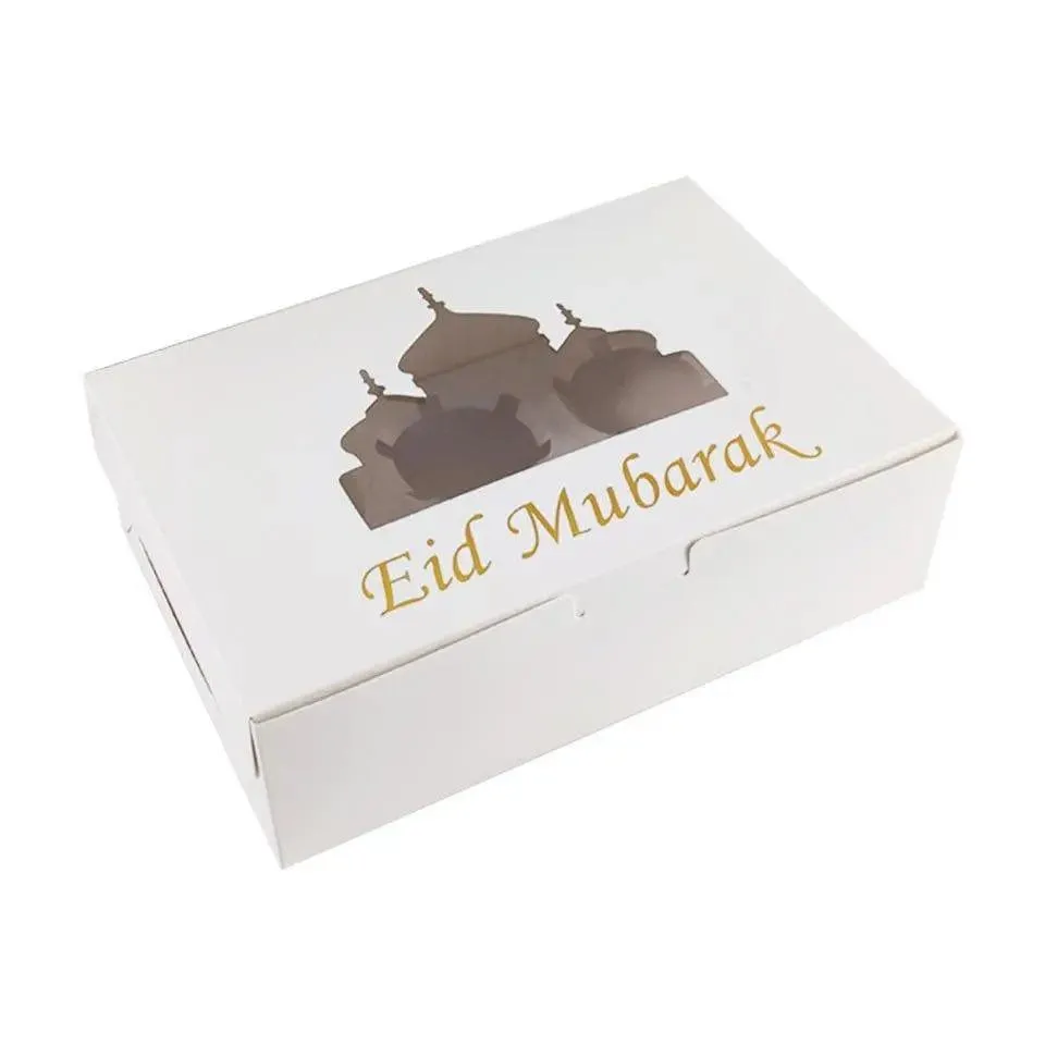 MR017 EID Mubarak  Cupcake Box , Gift Box 6 holes