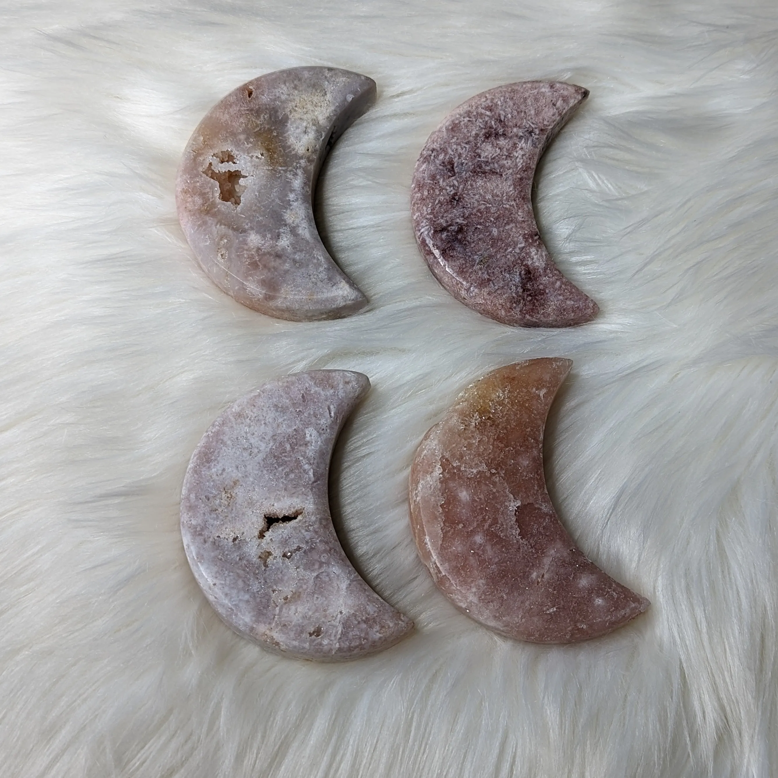 One DREAMY Pink Amethyst Large Crescent Moon Carving