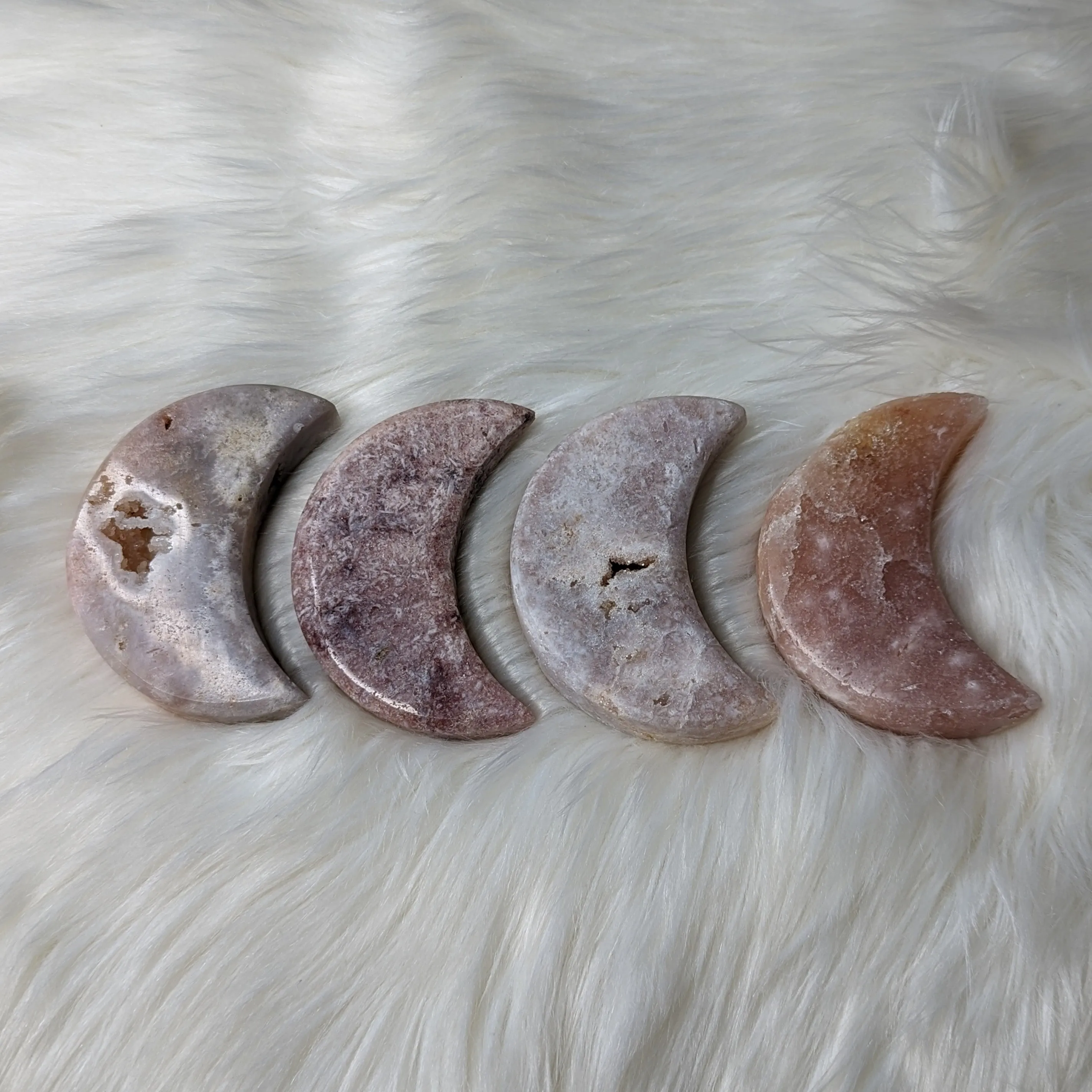 One DREAMY Pink Amethyst Large Crescent Moon Carving