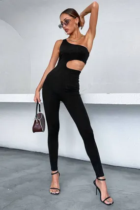 One-Shoulder Cutout Bodycon Jumpsuit