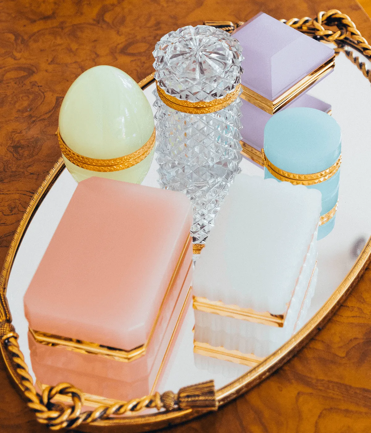 Pink Rectangle Opaline Glass Box