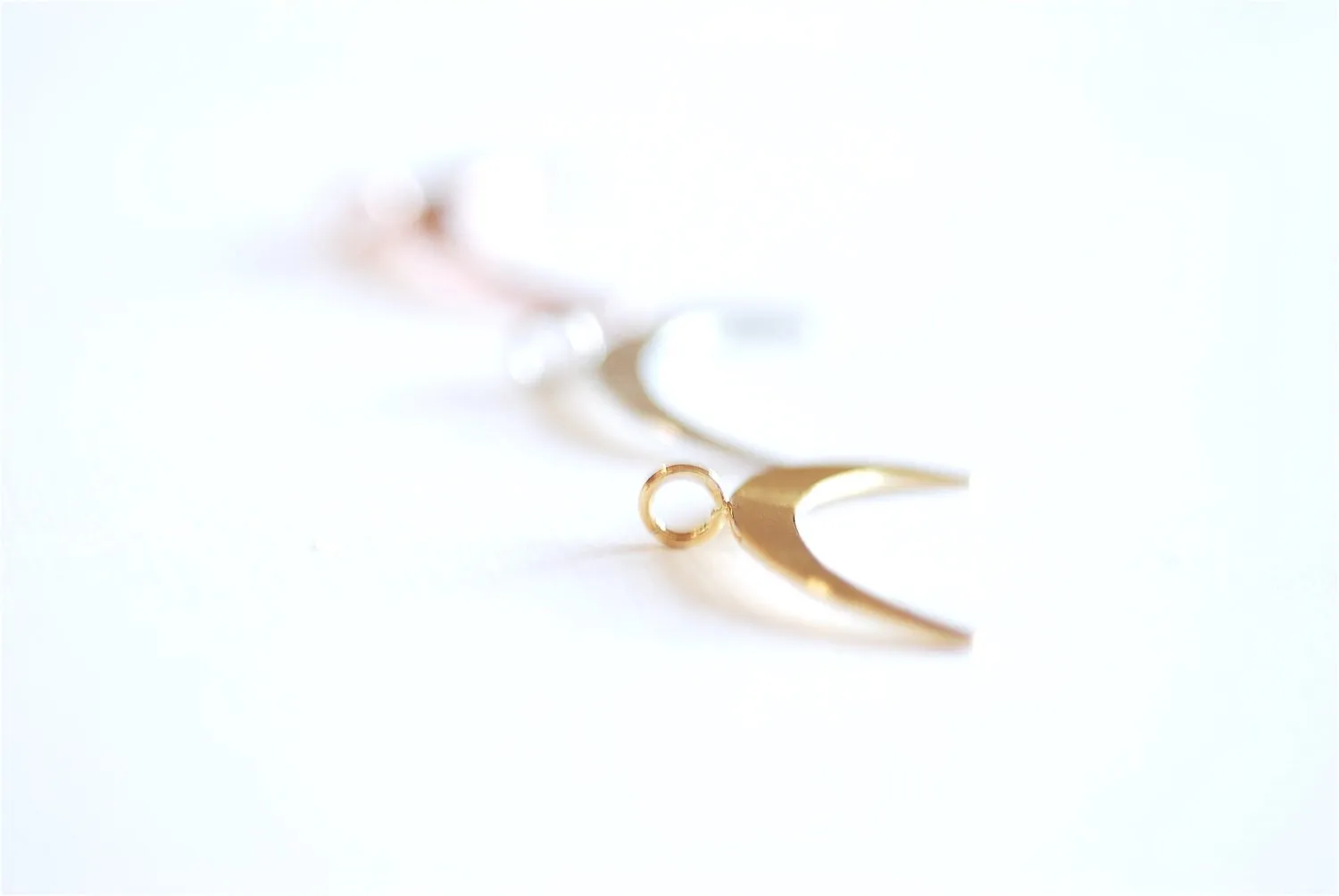 Pink Rose Wholesale Gold Vermeil Crescent Moon Charm Pendant- 22k rose gold plated Moon Charm, Gold Half Moon Charm, Double Horn Charm Pendant, 298