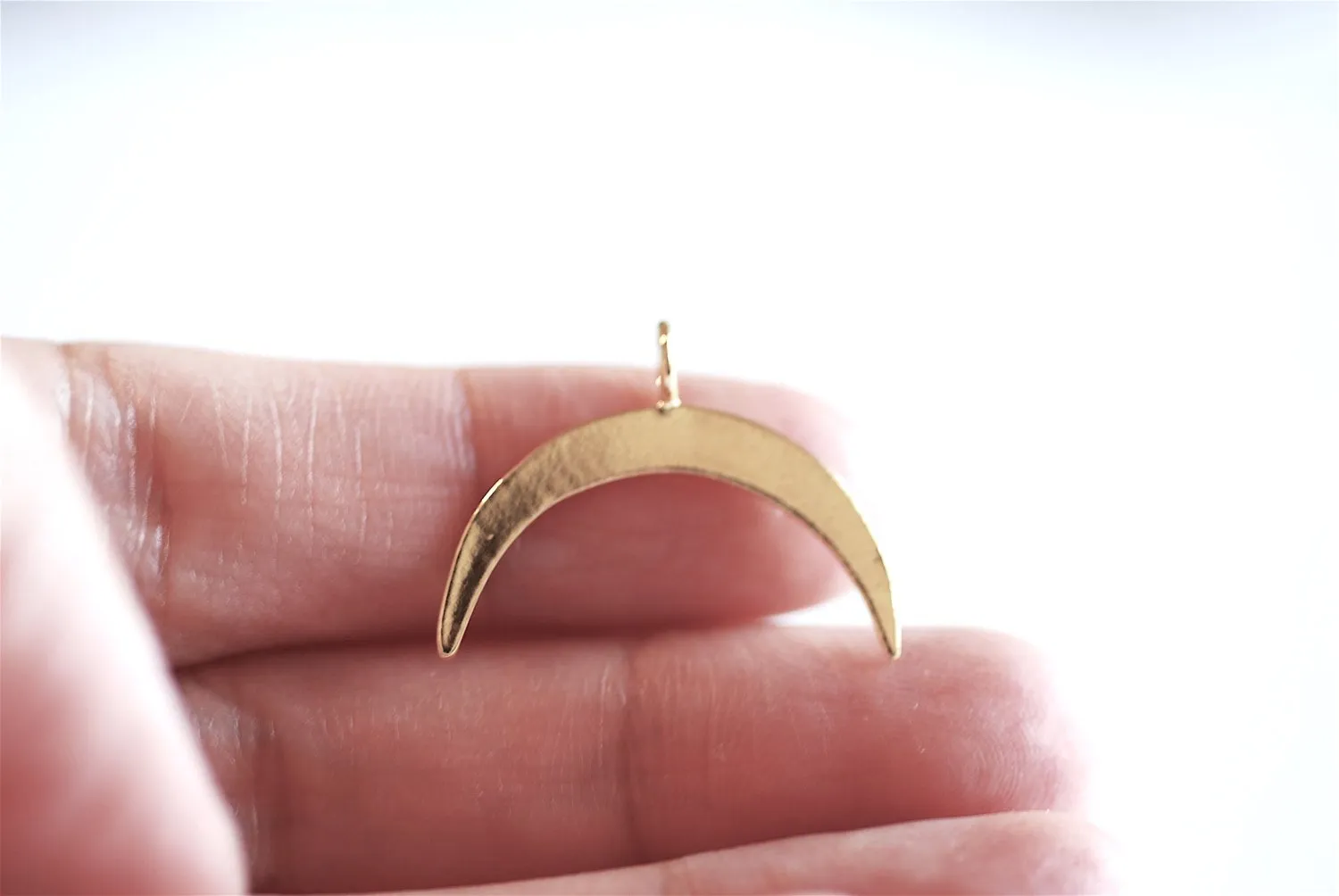 Pink Rose Wholesale Gold Vermeil Crescent Moon Charm Pendant- 22k rose gold plated Moon Charm, Gold Half Moon Charm, Double Horn Charm Pendant, 298